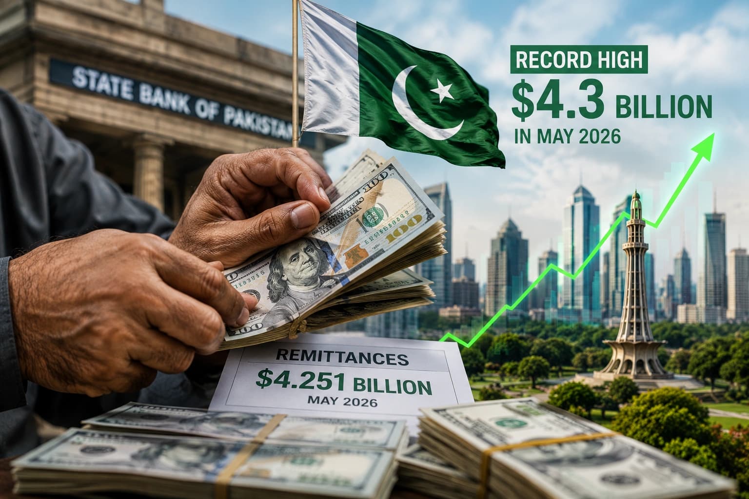 Pakistan Remittances Hit Record $4.3 Billion in May, Set to Cross $41 Billion for First Time