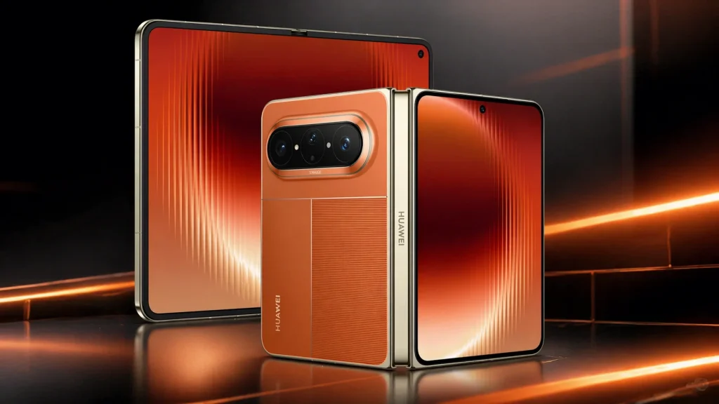 Huawei Pura X Max wide foldable smartphone showcasing 4:3 display and sleek triple camera design