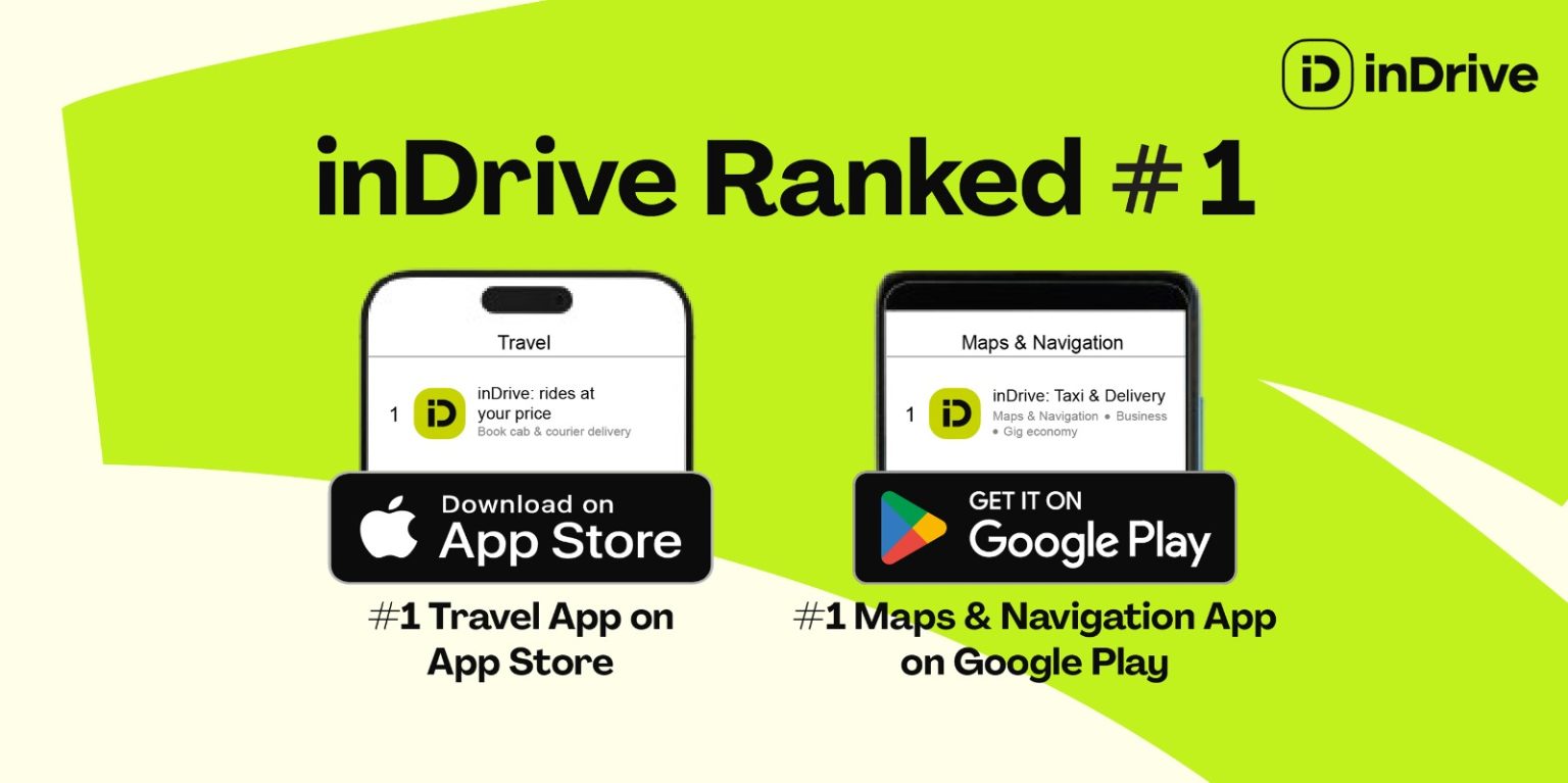 inDrive Pakistan ride-hailing app ranked number one on Google Play Store and Apple App Store in 2026