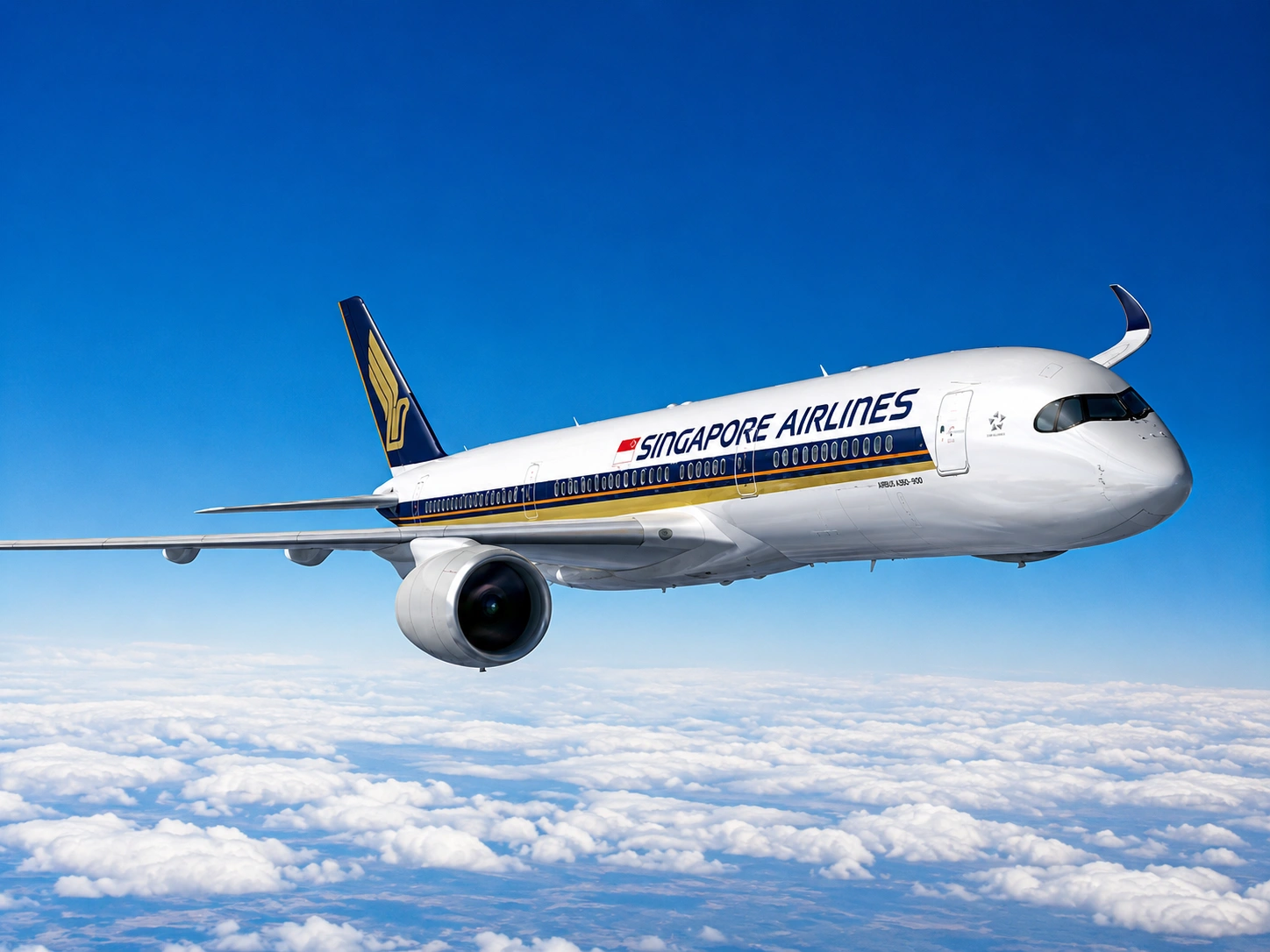 Singapore Airlines SQ22 operating the world's longest flight Singapore to New York covering 15349 kilometres over the North Pacific Ocean