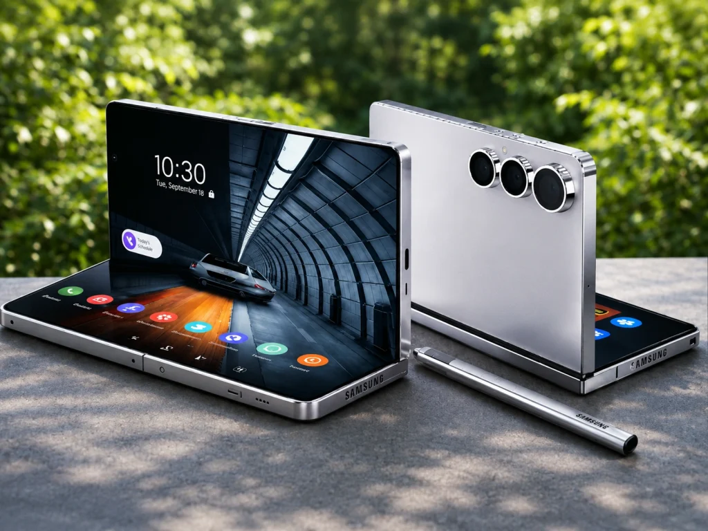 Samsung Galaxy Z Fold 8 dummy unit hands-on video leaked by Sonny Dickson showing wider cover display, flatter side rails, and slimmer bezels ahead of the summer 2026 Galaxy Unpacked launch.