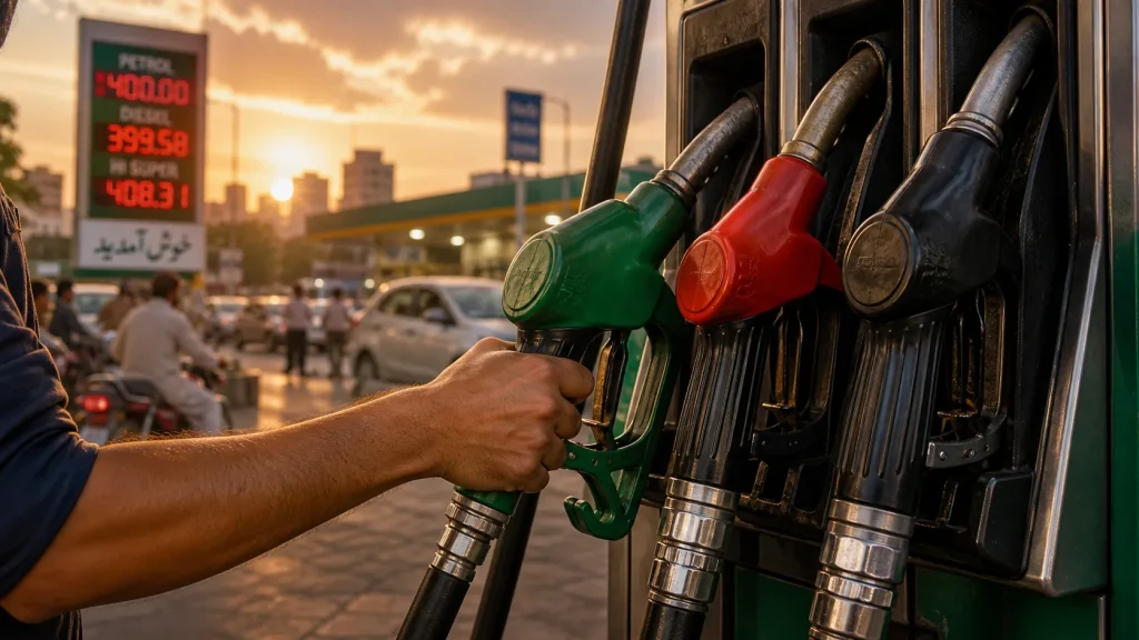 petrol price breakdown Pakistan showing Rs153 tax per litre out of Rs400 fuel price