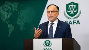 Pakistan exports by 2030 highlighted by Ahsan Iqbal during SAFA Conference in Lahore as government targets $100 billion export growth