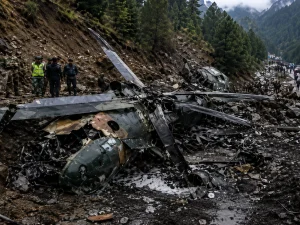 Pakistan Army MI-17 helicopter crash site near Muzaffarabad, rescue teams at work
