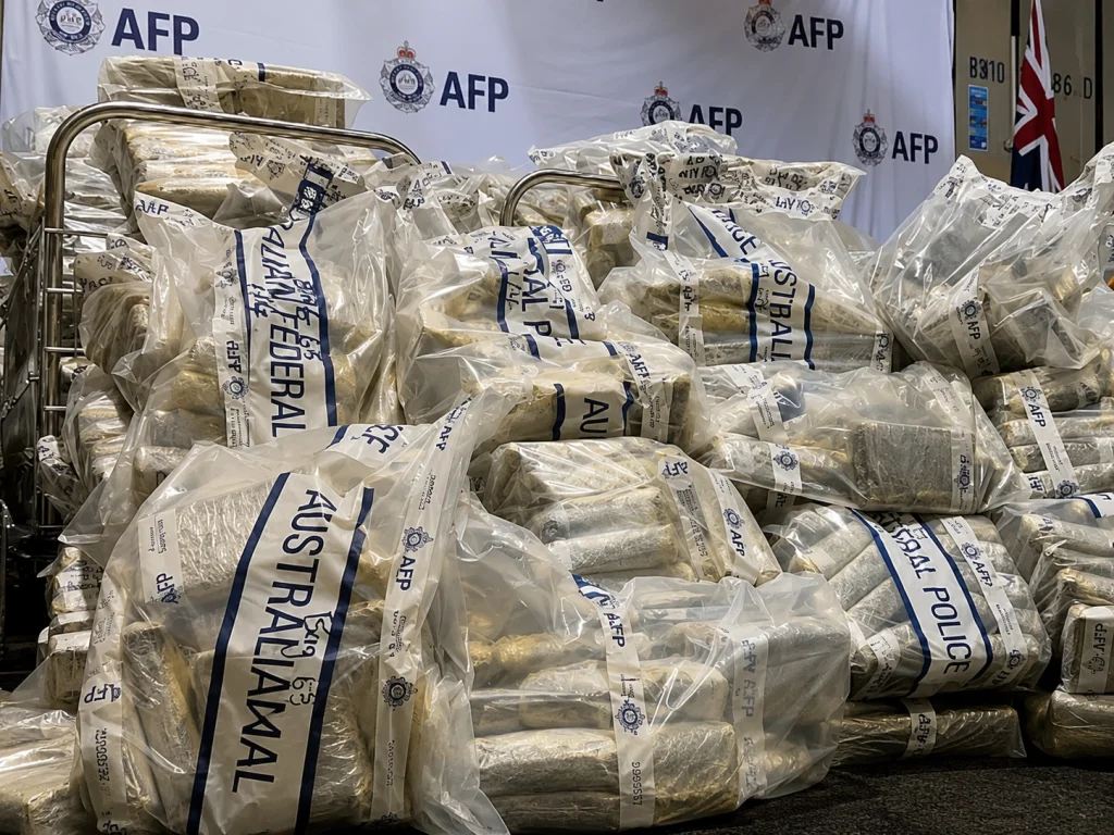 Australia cocaine bust near Sydney June 2026 showing AFP officers discovering 2700 kilograms of cocaine worth A$816 million