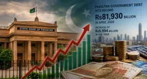 Pakistan Govt Debt Record reaches Rs81.93 trillion in April 2026 as Pakistan Federal Debt and debt-to-GDP ratio continue to rise.