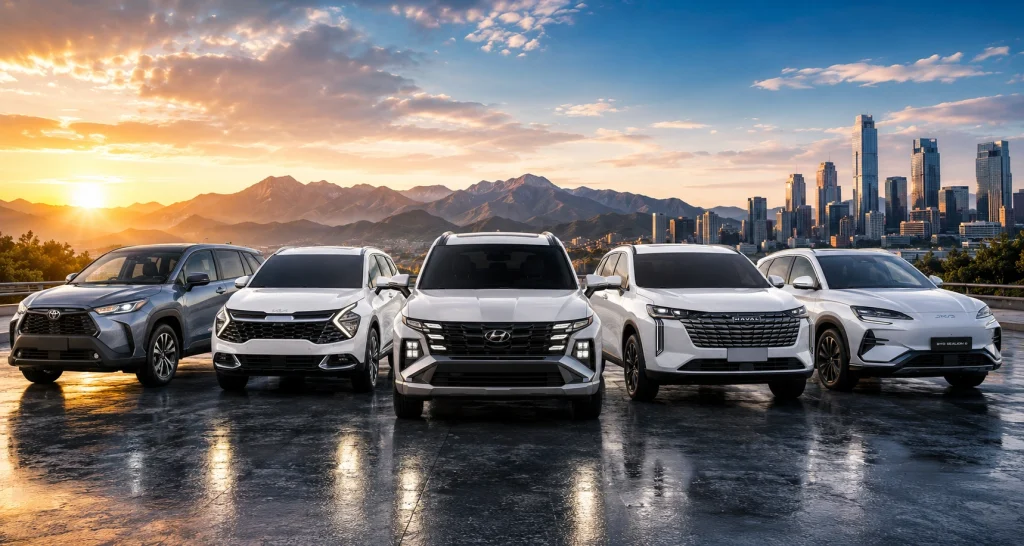 Best Hybrid SUVs in Pakistan: The Complete 2026 Buyer’s Guide Best Hybrid SUVs in Pakistan featuring Hyundai Tucson Hybrid, Kia Sportage HEV, Haval H6 HEV, Toyota Corolla Cross Hybrid and BYD Sealion 6 in a side-by-side comparison.