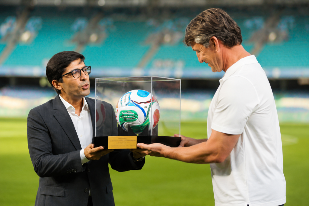 Pakistan FIFA World Cup campaign showcases Sialkot-made Trionda football during export promotion event in Uzbekistan
